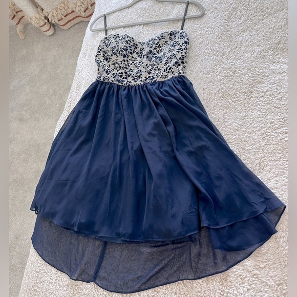 GB Gianni Bini Navy Blue Formal Dress, Small, High-Low Hem, Hoco, prom, formal - Picture 1 of 16